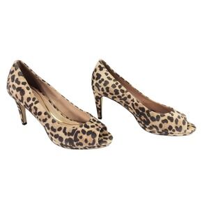 Cole Haan Leopard Print Peep Toe Pump 6.5 Women Drado Grand360 Calf Hair 2" Heel